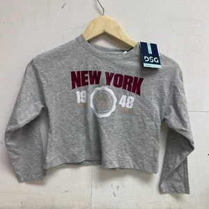 DSG Girls' Light Heather Grey NY Long Sleeve Graphic T-Shirt Summer DAG23120H - Picture 1 of 5
