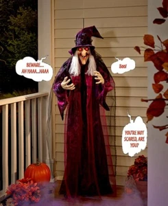 5'9" Talking Witch W/Light Up Eyes Scary Halloween Home Haunted House Prop Decor - Picture 1 of 1