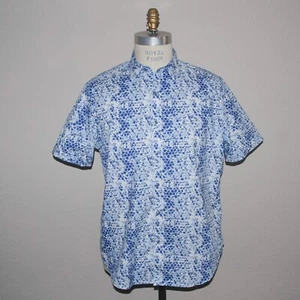 Robert Graham Men's XL Blue White Honeycomb Short Sleeve Shirt - Picture 1 of 6