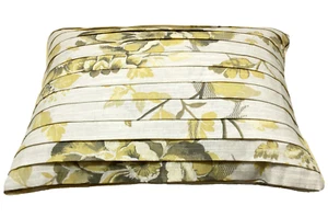 B. Smith Aimee Throw Pillow Pin Tuck Yellow Floral Feathers Cotton 12" x 16" - Picture 1 of 9
