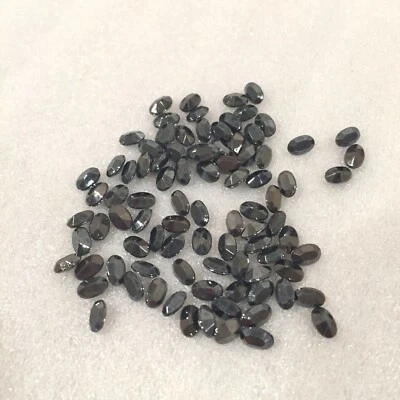 N15 Vintage Alemán 6x4mm Corte Superior Hematita Vidrio Óvalos, Parte Trasera Facetada (72) Foto 1 de 2