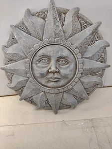 Sun Sunburst Folk Art Indoor Outdoor Garden Plaque  / Plate 11 1/2" Diameter - Picture 1 of 5