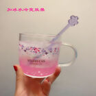 Starbucks Romantic Purple Sakura Color-changing Glass Cup Coffee Cups + Stir Rod
