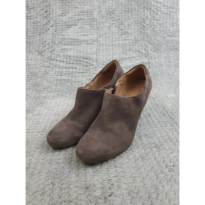 Botines al tobillo Clarks artesanales de cuero marrón con cuña para mujer talla 10 M cremallera lateral Foto 1 de 4