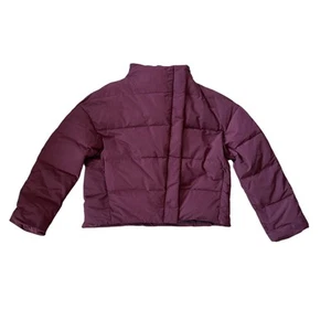 NEW Theory Offset Puffer Jacket Dark Current Burgundy Down Coat Moto Medium - Picture 1 of 10