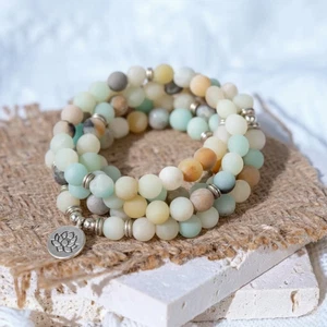 108 Mala Beads 8MM Amazonite Prayer Necklace Healing Women Men Bracelet Gift - Picture 1 of 2