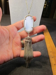 Gorgeous 32" long Kendra Scott Rayne dichroic glass silver-tone necklace - Picture 1 of 8