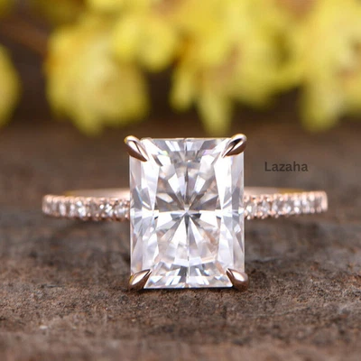 2.50 Ct Radiant Moissanite Solitaire With Accents 18K Rose Gold Engagement Ring - Image 1 of 4