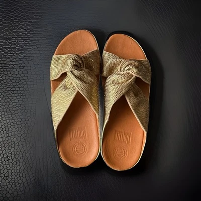 Fitflop Twiss Crystal Slide Sandals Gold size 8 - Image 1 of 4