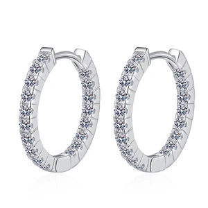 0.9 Ct Round Cut Moissanite 925 Sterling Silver Huggie Hoop Earrings for Her - Picture 1 of 7