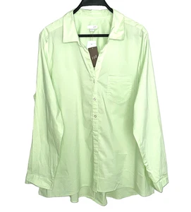 Neu Neu mit Etikett J Jill Gr. Large geknöpfte Bluse Tunika Baumwollmischung Stretch apfelgrün - Bild 1 von 4