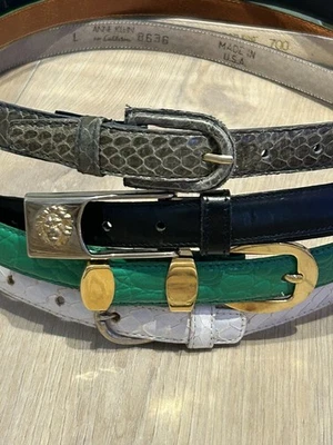 (4) Cintos vintage tamanho G pele de cobra preta, couro, Salsa Fifth Ave, Pappagallo, etc - Imagem 1 de 4