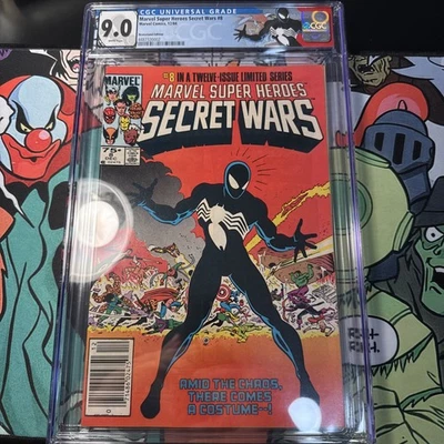 Secret Wars #8 CGC 9.0 White Pages NEWSSTAND With Matching Custom Label - Image 1 of 2