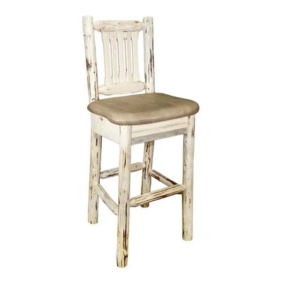 Montana Woodworks 30" Upholstered Barstool with Buckskin Pattern in Natural - Image 1 of 3