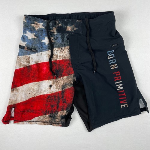 Born Primitive Mens American Flag Training Shorts Black Size 30 Workout ...