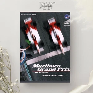 Miami Grand Prix 2000 Poster - Vintage Open Wheel Racing Car Wall Art Decor - Picture 1 of 5