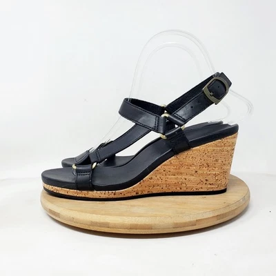 Teva Arrabelle Sandals Womens 7 Black Leather Wedge Strappy Buckle Shoes - Image 1 of 4