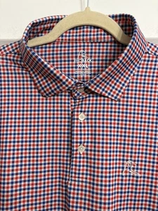 Rhoback Herren 2XL rot weiß blau Gingham USA Flagge Golf Performance Poloshirt - Bild 1 von 6