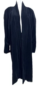 VTG JS Collections Long Black Velvet Opera Evening Coat Duster Pockets L Canada - Picture 1 of 24