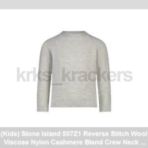 (Kids) Stone Island 507Z1 Reverse Stitch Wool Viscose Nylon Cashmere Blend Crew - Picture 1 of 4