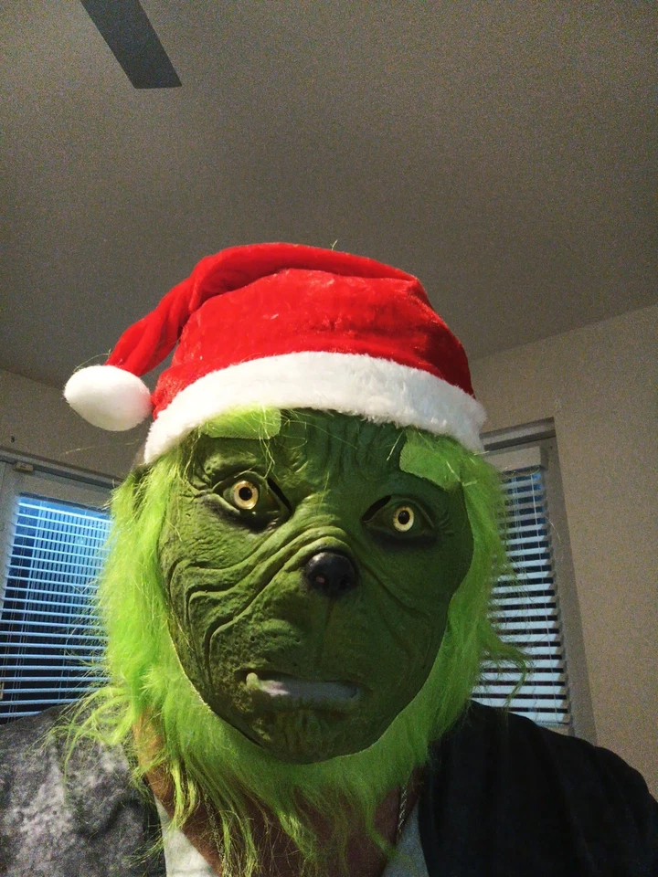 Disfraz de Grinch adulto máscara y conjunto 6 piezas. US XL Foto 1 de 4