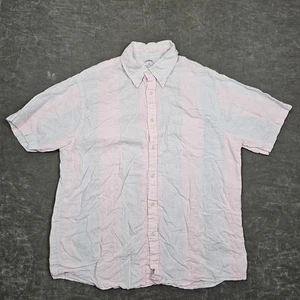 Brooks Brothers Shirt Mens Large Linen Short Sleeve Button Down Striped 1818 - Picture 1 of 8