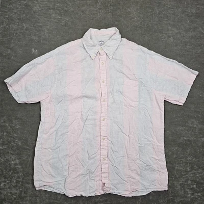 Brooks Brothers Shirt Mens Large Linen Short Sleeve Button Down Striped 1818 - Image 1 of 4