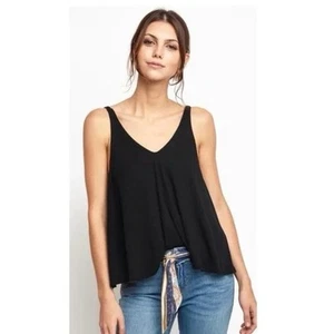 Camiseta sin mangas Free People Dani negra para mujer talla M de gran tamaño cómoda acanalada salón ocio - Imagen 1 de 11