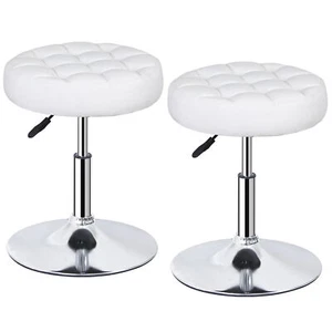 2 PCS 360° Swivel Vanity stool PU Leather Makeup Stool Round Ottoman Chair - Picture 1 of 21