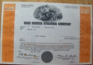Gulf States Utilities Stock certificate More Than 100 Shares dated 1975-1977 - Picture 1 of 2