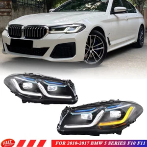 Pair Xenon/Halogen LED Headlight Assy Upgrade For 2010-2017 BMW 5 Series F10 F11 - Picture 1 of 10