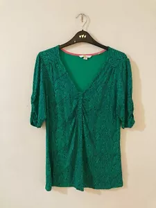 Boden Emerald Green Stretch Jersey Short Sleeve Top, Size 12, New - Picture 1 of 4