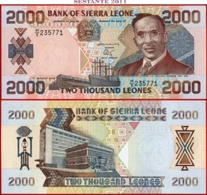 SIERRA LEONE 2.000 2000 LEONES 1 1 2000  P 25 UNC free shipping from 100$ - Picture 1 of 3