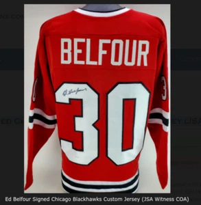 Ed Belfour signed Chicago Blackhawks Custom Jersey w/JSA COA (Eddie the Eagle) - Picture 1 of 5