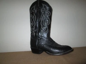 Herren Tony Lama Glatt Straußen Stiefel Schwarz Exotisch Leder Western CT871 ~ 9,5 D - Bild 1 von 9