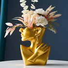 Resin Face Vase, Gold Unique Flower Vases for Home Decorations, Modern Female Bo