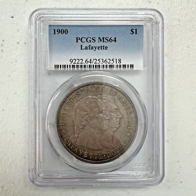 1900 $1 PCGS MS64 Lafayette Commemorative Dollar Paris Toned Rim Natural Color - Image 1 of 4
