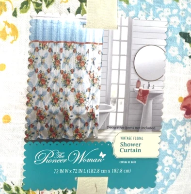 The Pioneer Woman Vintage Floral Fabric Shower Curtain 72"x72" in. - Image 1 of 2