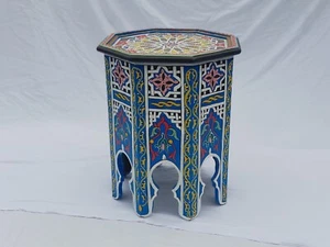 Modern Coffe Table Moroccan Handmade Moucharabi Table Side Delicate Hand Painted - Picture 1 of 6