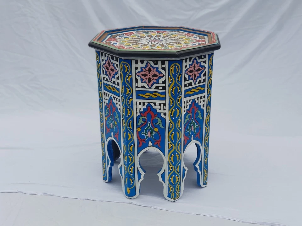 Modern Coffe Table Moroccan Handmade Moucharabi Table Side Delicate Hand Painted - Image 1 of 4