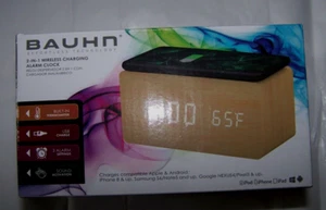 Wireless Charging Alarm Clock 2 in 1 by Bauhn Wood Tone - Picture 1 of 3