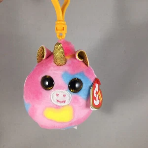 2022 TY Mini Beanie Squish-A-Boos Plush - FANTASIA the Unicorn (3 inch) Key Clip - Picture 1 of 5