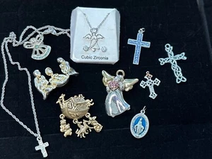 Assorted Religious Pendants & Necklaces With Crosses Angels & Cubic Zirconia - Picture 1 of 11