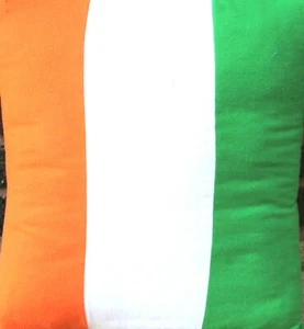 IRISH FLAG PILLOW COVER cozy flannel orange white green stripe 16x16 made in USA - Picture 1 of 3