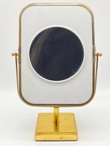 ELEGANTER ART DECO DESIGN KOSMETIKSPIEGEL SCHMINKSPIEGEL MESSING 50ER VINTAGE - Bild 1 von 10