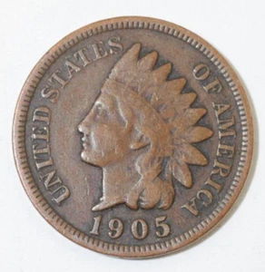 1905 Indian Head Penny, coin is a Very Fine small cent (8+ items ship for free) - Picture 1 of 2