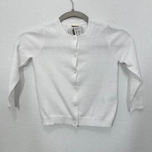 J. Crew Crewcuts Girls Cardigan Size XS 4-5 Crisp Bright White Cotton Summer - Picture 1 of 7