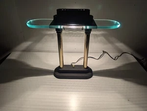 Vintage Dynasty Classics Bankers Table Lamp Glass and Brass - Picture 1 of 5