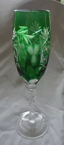 AJKA HUNGARY MARSALA EMERALD Cut to Clear CRYSTAL CHAMPAGNE FLUTE - Picture 1 of 2