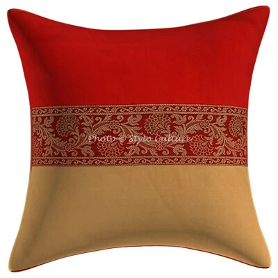 Decor Polydupion Sofa Seat Cushions Red Jacquard Floral Pillow Covers Throw - Image 1 of 3